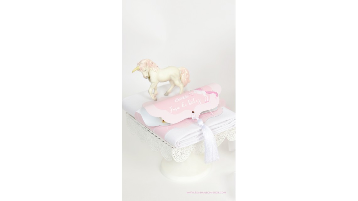 Trusou de  botez cu unicorni roz pentru fete, set complet biserica, Unicornul Roz 8